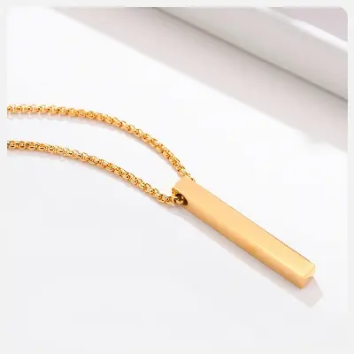 Picture of Geometry Stainless Steel Golden Fashion Necklace For Men