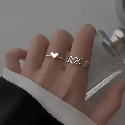 Picture of New Silver Color Alloy Couple Rings Set For Men Women