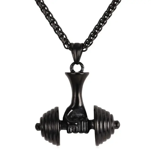 Picture of New Fashionable Dumbbell pendant men Gym Bodybuilding Weight Lifting Jewelry Charm Fitness For Men's Necklace