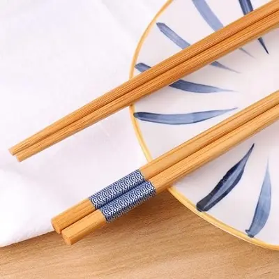 Picture of Kitchen Wooden Chopsticks Adult Non Slip Line Wrapping Chopsticks Hotel Banquet Public Chopstick Eco-friendly Wood Tableware