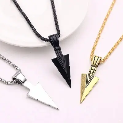 Picture of New Collection Black Silver Golden Stainless Steel Trendy Fashion Necklace For Men