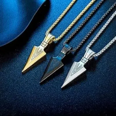 Picture of New Collection Black Silver Golden Stainless Steel Trendy Fashion Necklace For Men