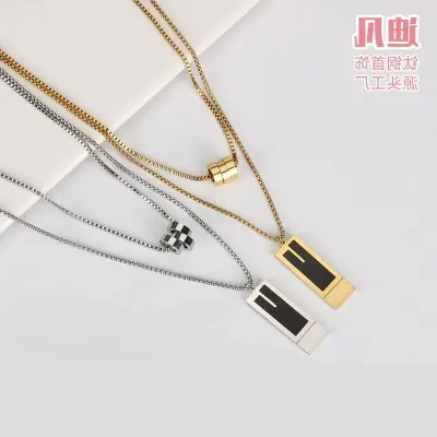 Picture of New Collection Silver Golden Stainless Steel Trendy Fashion Necklace For Men