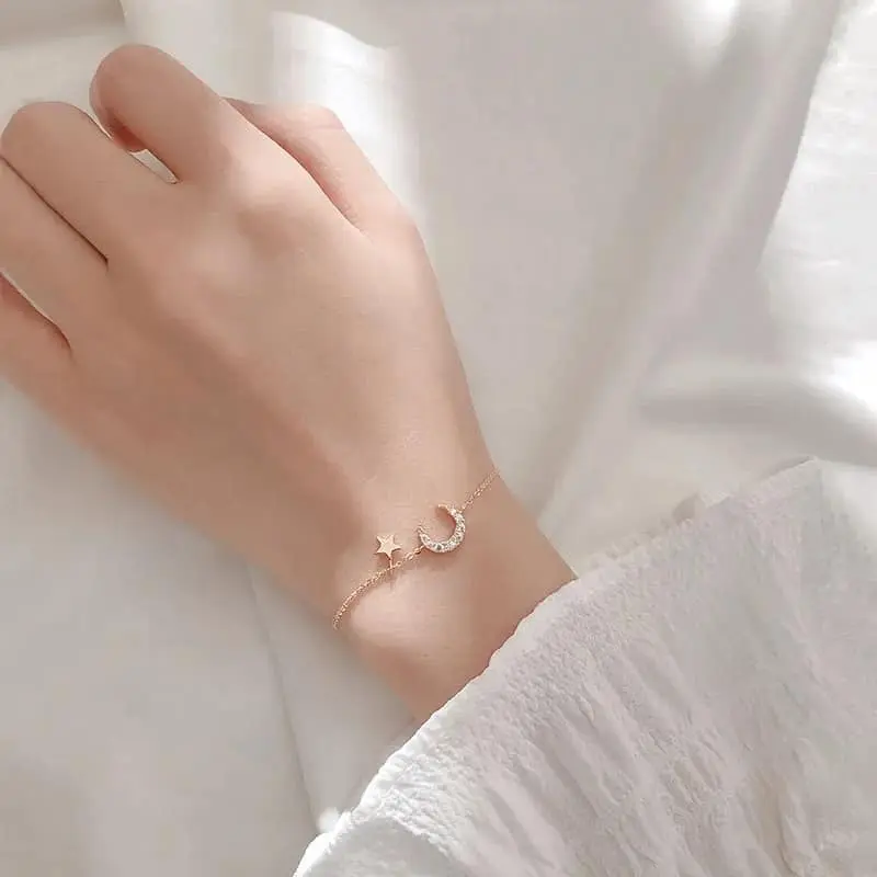 Picture of New Korean Simple Pearl Star Moon Crystal Bracelet