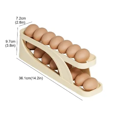 Picture of Double-Layer Egg Dispenser Automatic Roll-Down Egg Storage Rack Slide Egg Carton Refrigerator Egg Basket Kitchen Countertop Egg Holder _Fashionable Point