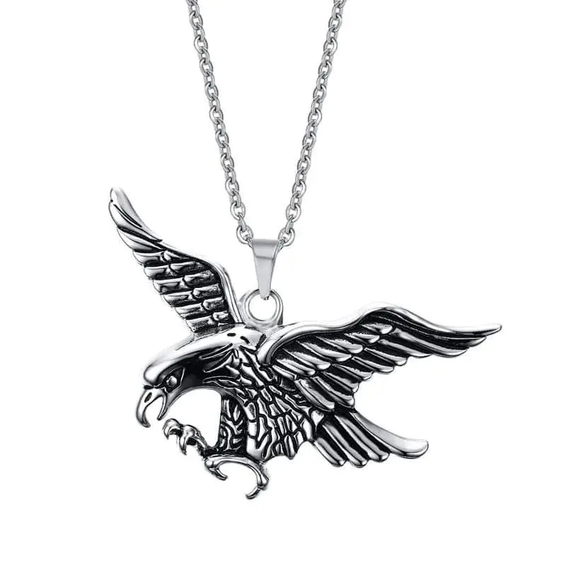 Picture of Stainless Steel Gold Jewelry Eagle Pendant Necklace Eagle Spread Wing Chain For Men