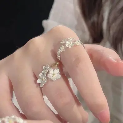 Picture of Silver Color Flower Adjustable Ring for Women