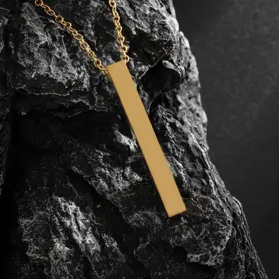 Picture of New Men's Arrow  Golden Pendant Necklace Stainless Steel Male Punk Retro Jewelry  Chain For Men