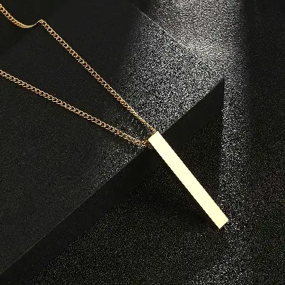 Picture of New Men's Arrow  Golden Pendant Necklace Stainless Steel Male Punk Retro Jewelry  Chain For Men