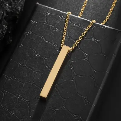 Picture of New Men's Arrow  Golden Pendant Necklace Stainless Steel Male Punk Retro Jewelry  Chain For Men