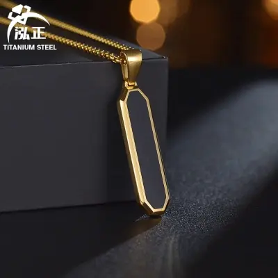 Picture of Bar Pendant Necklace For Men Stainless Steel Box Chain Pendant Men’s Necklace Jewelry