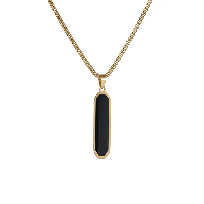 Picture of Bar Pendant Necklace For Men Stainless Steel Box Chain Pendant Men’s Necklace Jewelry