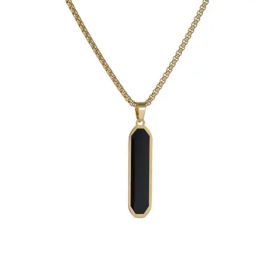 Picture of Bar Pendant Necklace For Men Stainless Steel Box Chain Pendant Men’s Necklace Jewelry