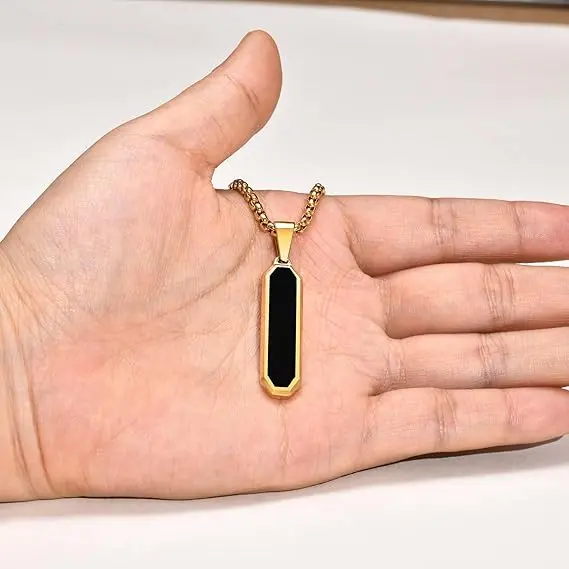 Picture of Bar Pendant Necklace For Men Stainless Steel Box Chain Pendant Men’s Necklace Jewelry