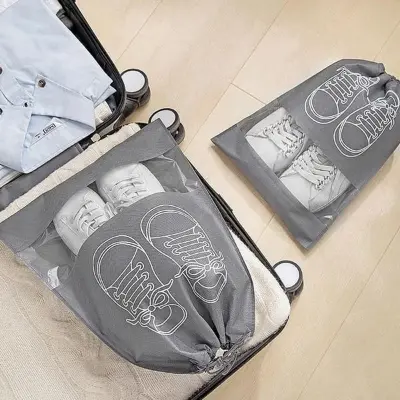 Picture of New Waterproof Shoe Storage Bags with Drawstring - Transparent Travel Shoe Organizing Pouches