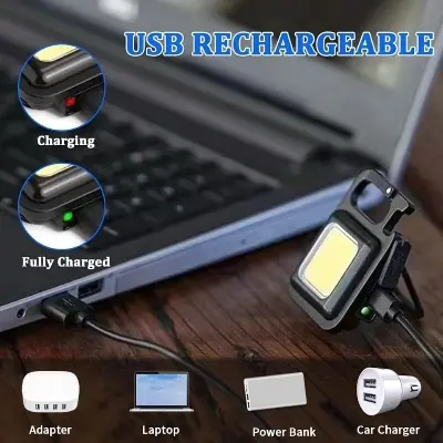 Picture of Super Bright MINI COB Keychain Flashlight Charging Lamp Camping Lights with Magnet 4 Lighting Modes for Camping Home