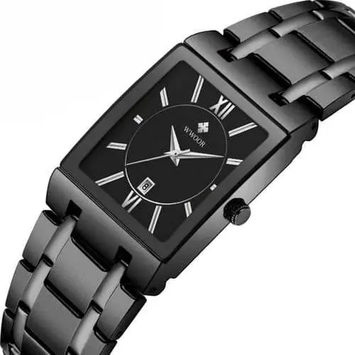 Picture of Full Black Men's Analog Quartz Watch with Date Waterproof Stainless Steel Fashion Business Casual Unisex Gift