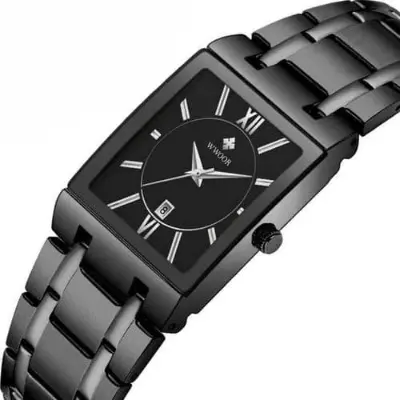 Picture of Full Black Men's Analog Quartz Watch with Date Waterproof Stainless Steel Fashion Business Casual Unisex Gift