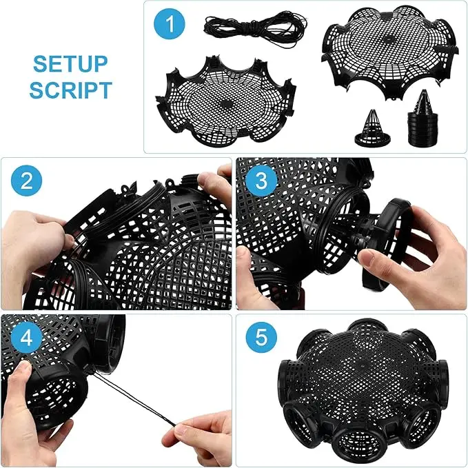 Picture of Holes Catch Mixed Fish Trap Crayfish Catcher Outdoor Fishing Net Cage Plastic Fish Trap Cage Easy to Install