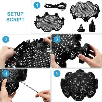 Picture of Holes Catch Mixed Fish Trap Crayfish Catcher Outdoor Fishing Net Cage Plastic Fish Trap Cage Easy to Install