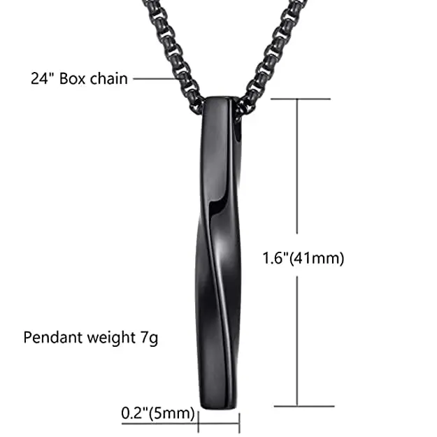 Picture of Van Heusen Men's Stainless Steel Black Vertical Bar Pendant Necklace