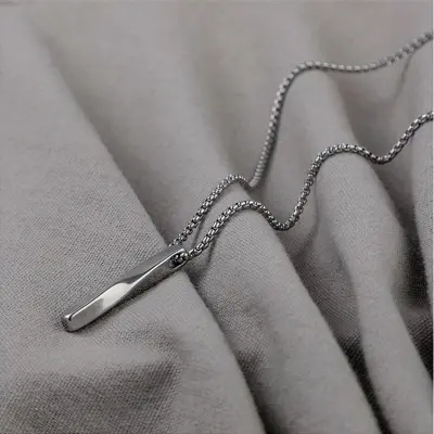 Picture of Hoigblxy -Bar Pendant Necklace Men Stainless Steel Chain Pendant Necklace For Men Jewelry Gift