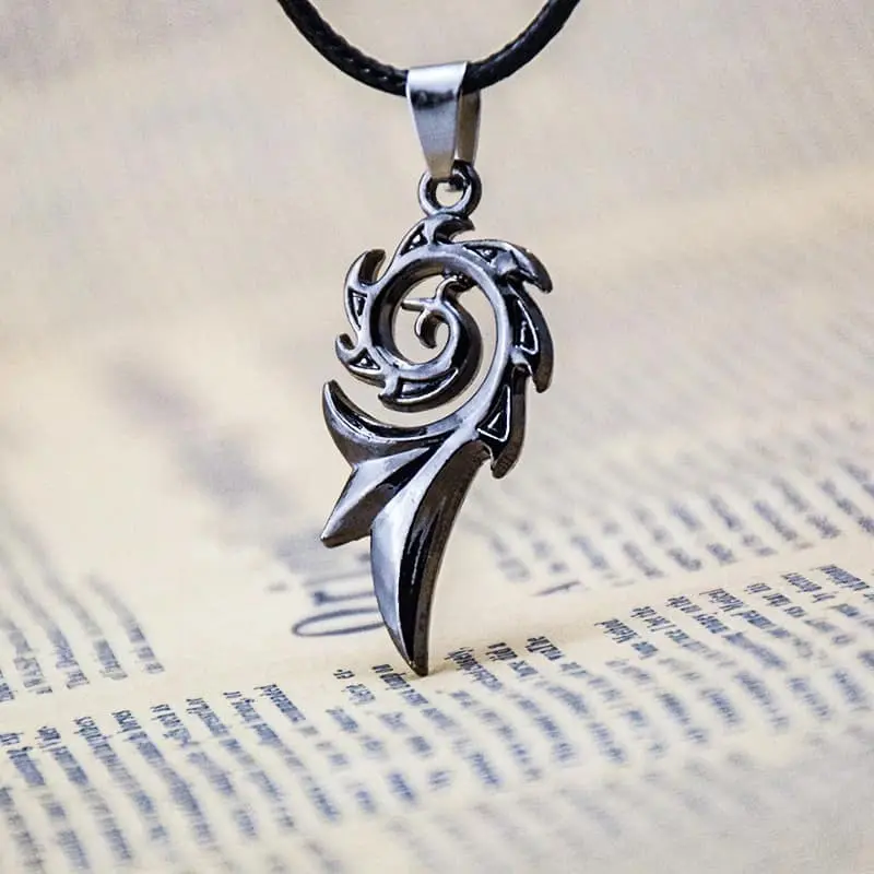 Picture of Leather Rope Men's Dragon Flame Stainless Steel Pendant Men Charm Necklace Jewelry Chain Gif For Men