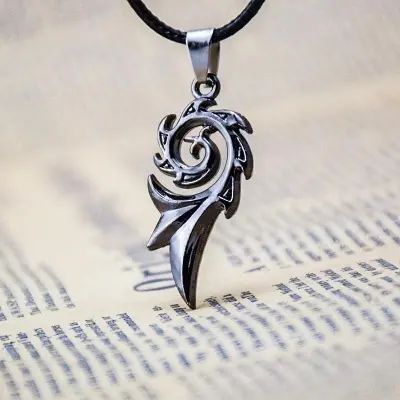 Picture of Leather Rope Men's Dragon Flame Stainless Steel Pendant Men Charm Necklace Jewelry Chain Gif For Men