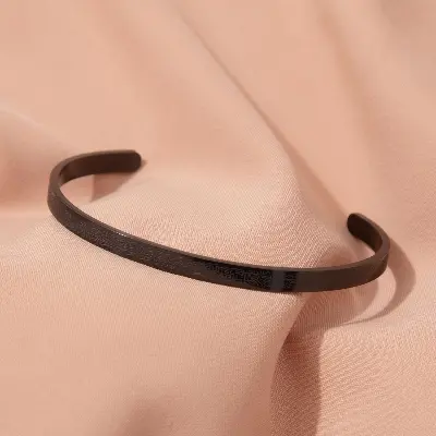 Picture of New Stylish Ayatul Kursi Cuff Bracelet Custom Engraved Quotes Bangle For Men Arabic Style For Men