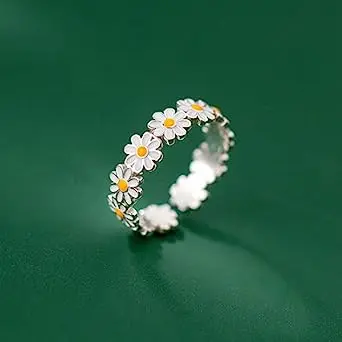 Picture of Indispensable -Korean Style Daisy Flower Rings For Women Sweet Cute Finger Ring Proposal Wedding Fine Jewelry Gift - Ring For Girls- Innovative