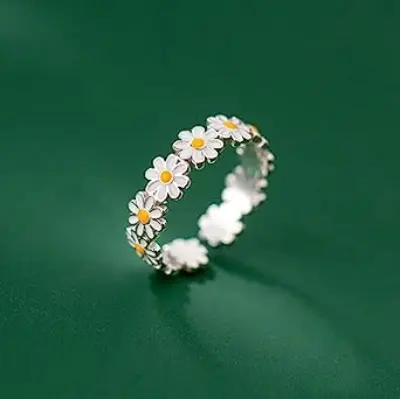Picture of Indispensable -Korean Style Daisy Flower Rings For Women Sweet Cute Finger Ring Proposal Wedding Fine Jewelry Gift - Ring For Girls- Innovative