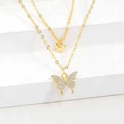 Picture of Fashionable Chain Double Layer Butterfly Necklaces for women New Collection