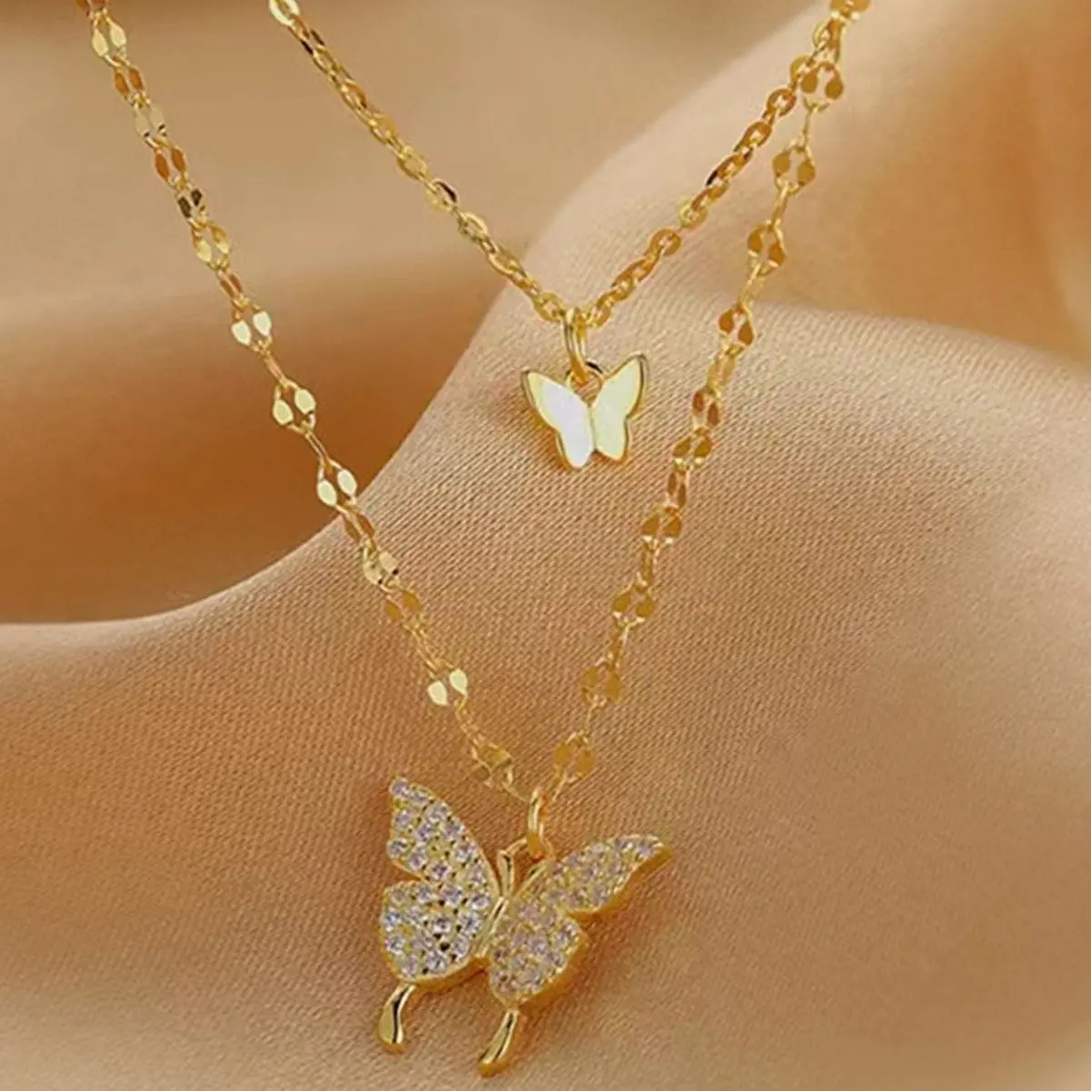 Picture of Fashionable Chain Double Layer Butterfly Necklaces for women New Collection