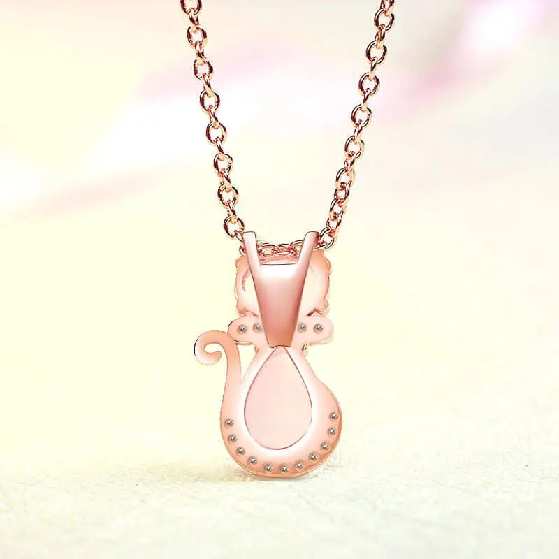 Picture of New Shiny Pink  Stone Crystal Cat Shape Chain For Women