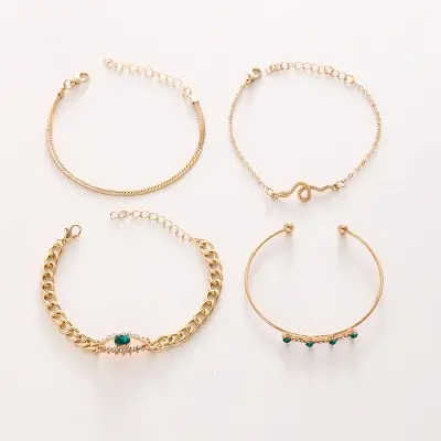 Picture of 4 Pcs/ Set Bracelets Crystal Circle Arrow Bracelet For Women Bohemian Adjustable Charm Bangle Chain Jewelry Gift - Breslet For Women
