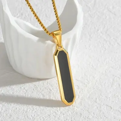 Picture of Bar Pendant Necklace For Men Stainless Steel Box Chain Pendant Men’s Necklace Jewelry