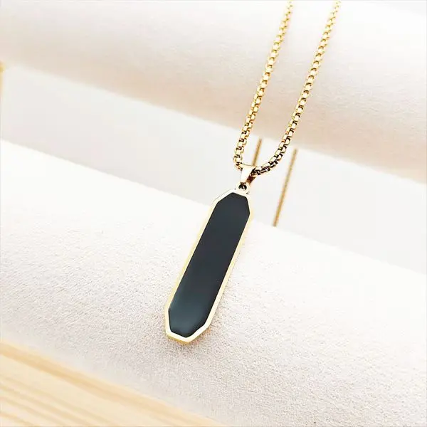 Picture of Bar Pendant Necklace For Men Stainless Steel Box Chain Pendant Men’s Necklace Jewelry