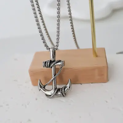 Picture of Stylish Addition - Fashion New Pendant Necklace Men Punk Trendy Simple Stainless Steel Chain Jewellery Gift - Modern - Choice Expression