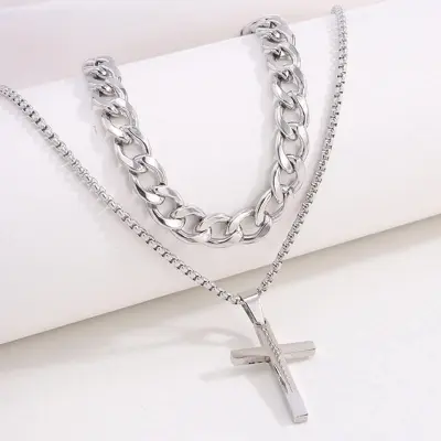 Picture of Fashionable Pendant Necklace, Bracelet & Ring Set for Everyday Chic Style-Combo Set  for Men