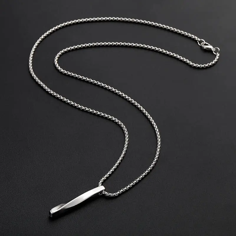 Picture of Steel Vertical Bar Pendant Necklaces For Men - Silver