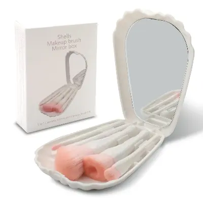 Picture of New Makeup Brush Set With Mirror, Portable Home/Travel Use, Eye Shadow, Highlighter, Foundation