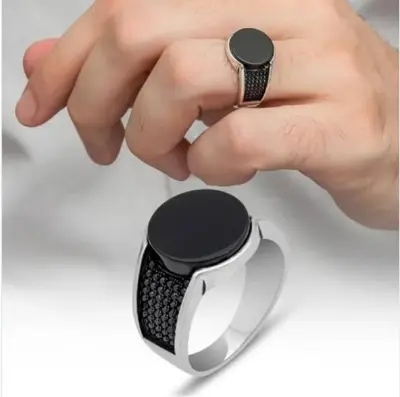 Picture of Black Stylish Stainless Steel Ring For Men