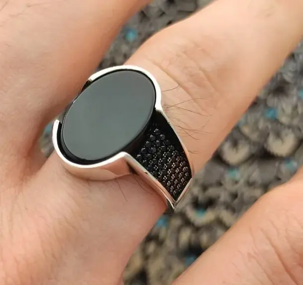 Picture of Black Stylish Stainless Steel Ring For Men