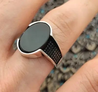 Picture of Black Stylish Stainless Steel Ring For Men