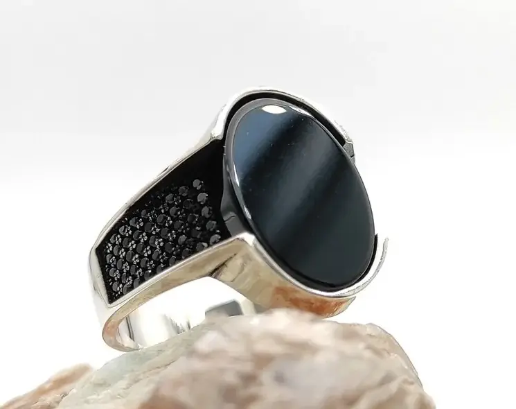 Picture of Black Stylish Stainless Steel Ring For Men