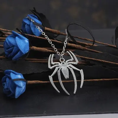 Picture of Spider Halloween Pendants Chain Short Long Mens Silver Color Necklace Jewelry Gift For Men