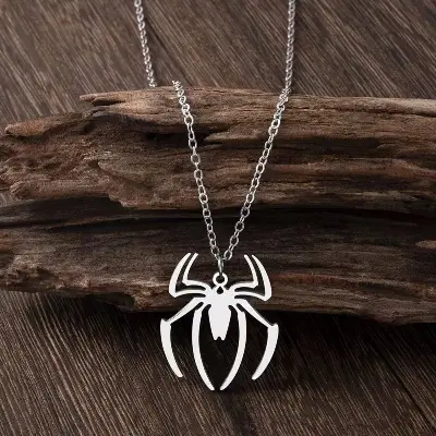 Picture of Spider Halloween Pendants Chain Short Long Mens Silver Color Necklace Jewelry Gift For Men