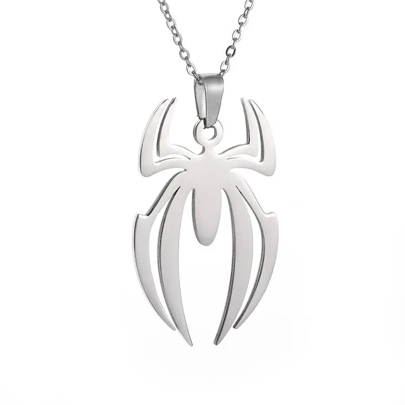Picture of Spider Halloween Pendants Chain Short Long Mens Silver Color Necklace Jewelry Gift For Men