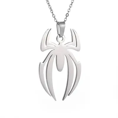 Picture of Spider Halloween Pendants Chain Short Long Mens Silver Color Necklace Jewelry Gift For Men