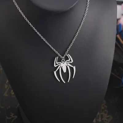 Picture of Spider Halloween Pendants Chain Short Long Mens Silver Color Necklace Jewelry Gift For Men